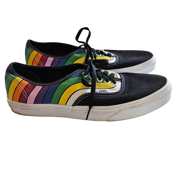 Vans Other - Vans Authentic Rainbow Refract Black Multi Skateboard Skate Shoes Men's‎ 12